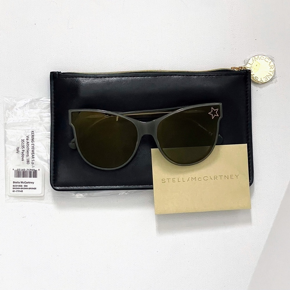 Stella McCartney SCO100S 004 BROWN BRONZE 61 star studded mirrored oversized